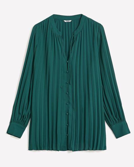 Blouse boutonnée au fini soyeux plissé, tissu responsable