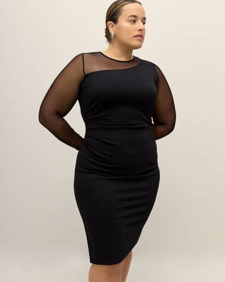 Robe noire ajustée avec devant asymétrique - Addition Elle