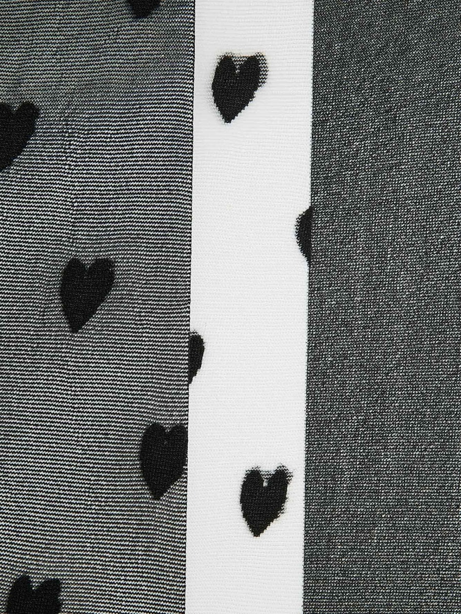Black Nylon Ankle Socks Heart Detail, Set of 3