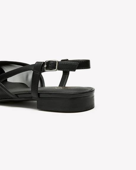Extra Wide Width, Black Mesh Slingback Ballet Shoes