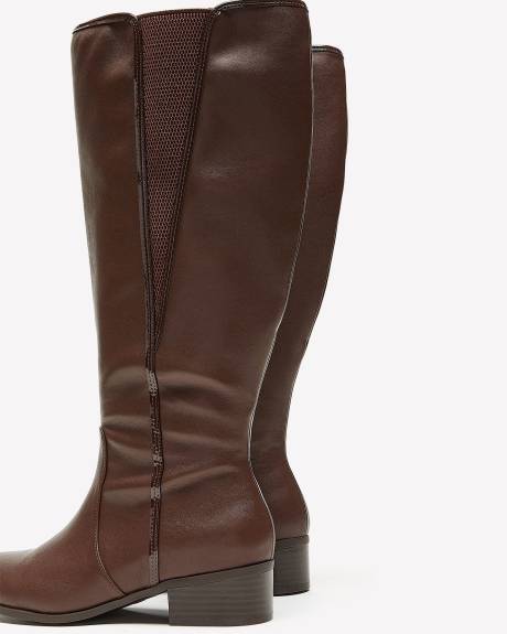 Bottes hautes en cuir synthétique avec bande élastique, pied très large
