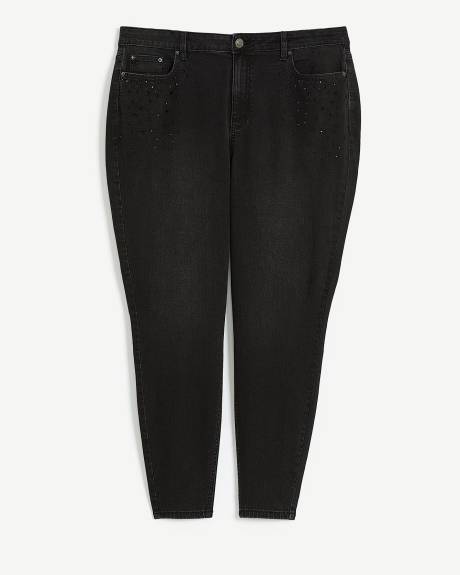 Responsible, Black Skinny-Leg Jeans with Pocket Rhinestones - d/C Jeans