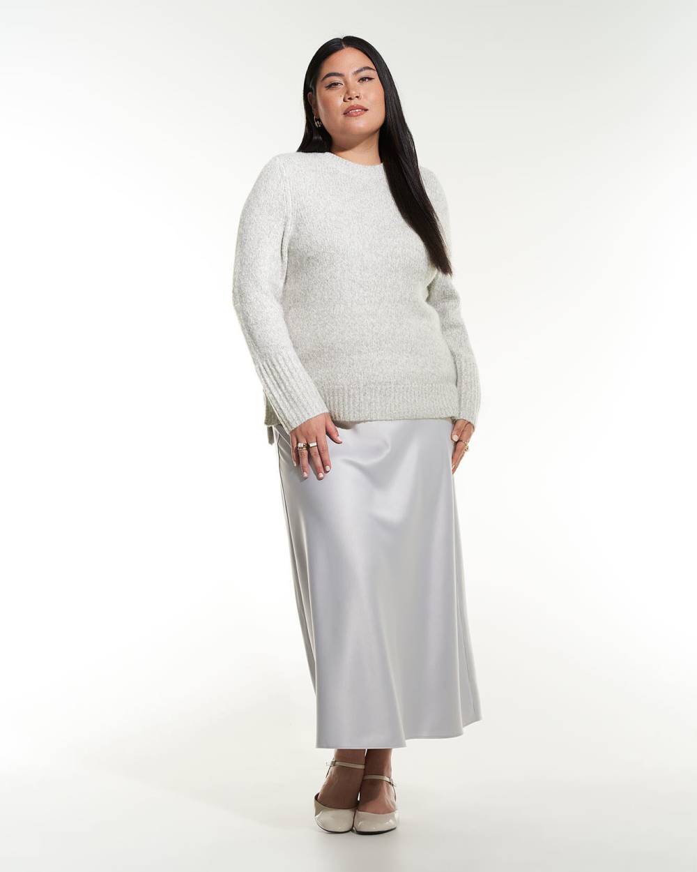 Pull en tricot gris à encolure ronde - Addition Elle