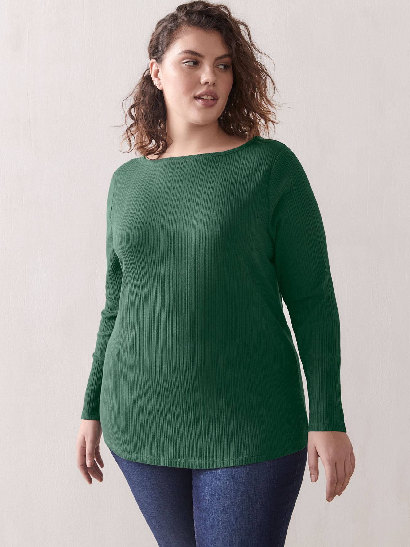 Ribbed Crew-Neck Top - Addition Elle | Penningtons
