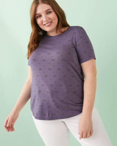 Responsible Printed Crew Neck T-Shirt, Modern-Fit - Addition Elle
