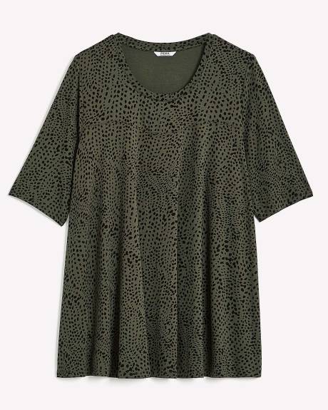 Elbow-Sleeve Sweetheart Swing Top