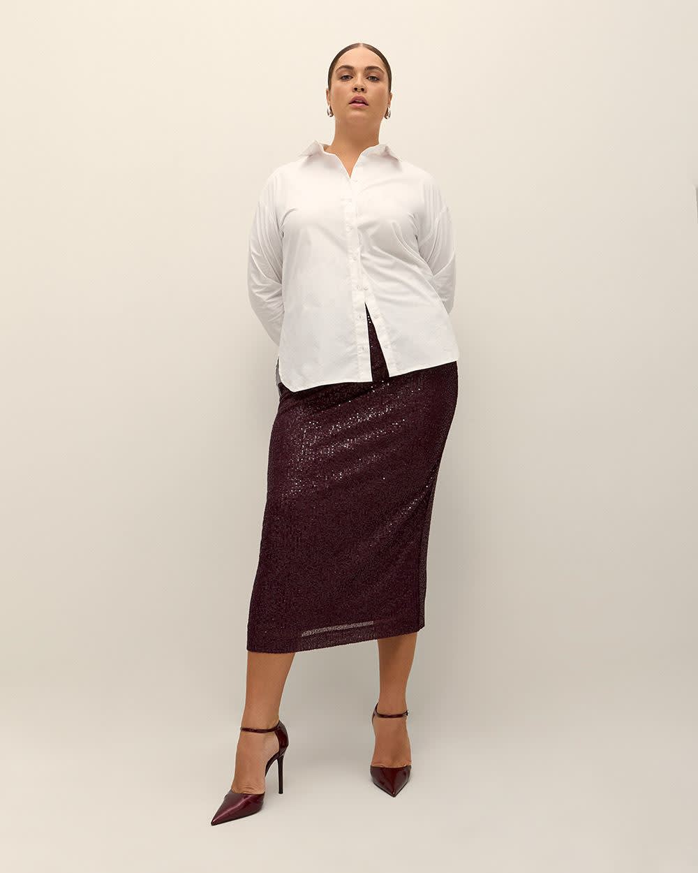 Sequins Knit Pull On Midi Skirt Addition Elle Penningtons