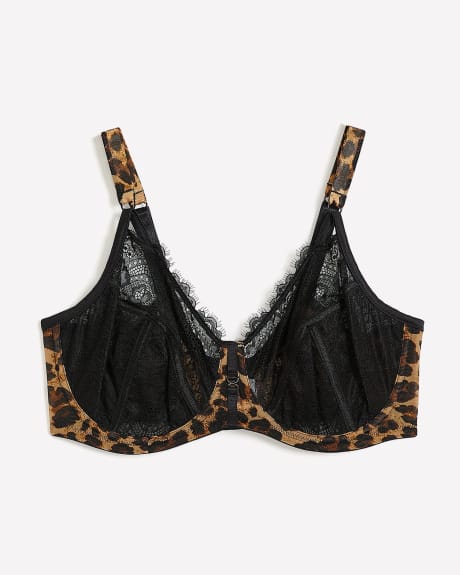 Cheetah Printed Mesh Sexy Balconette Unlined Bra - Déesse Collection