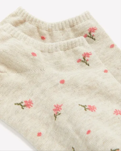 Chaussettes cheville avec imprimé de pois et de fleurs