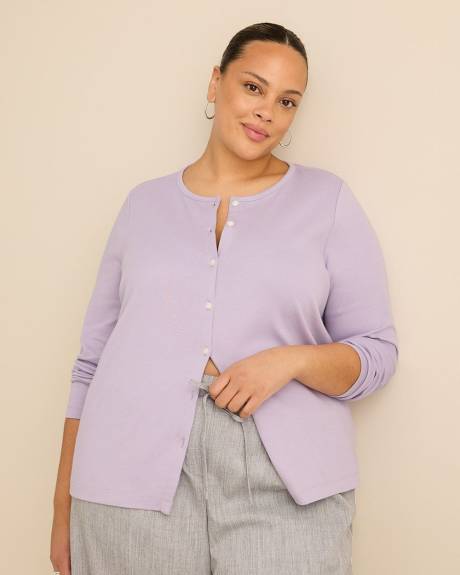 Cardigan &agrave; manches longues, col rond