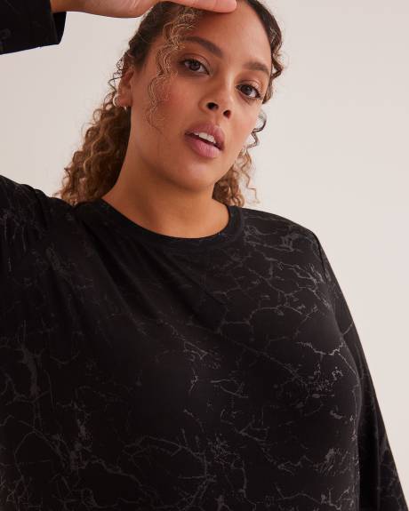 T-shirt imprimé à manches longues avec encolure ronde, tissu imprimé - Active Zone
