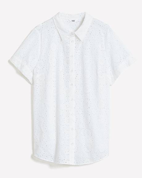 Short-Sleeve Eyelet Blouse