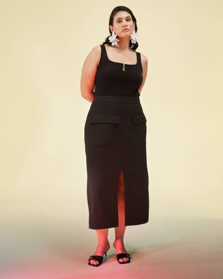 Black Midi Cargo Skirt - Addition Elle