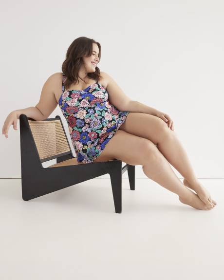 Floral Twisted Bandeau Swim Dress
