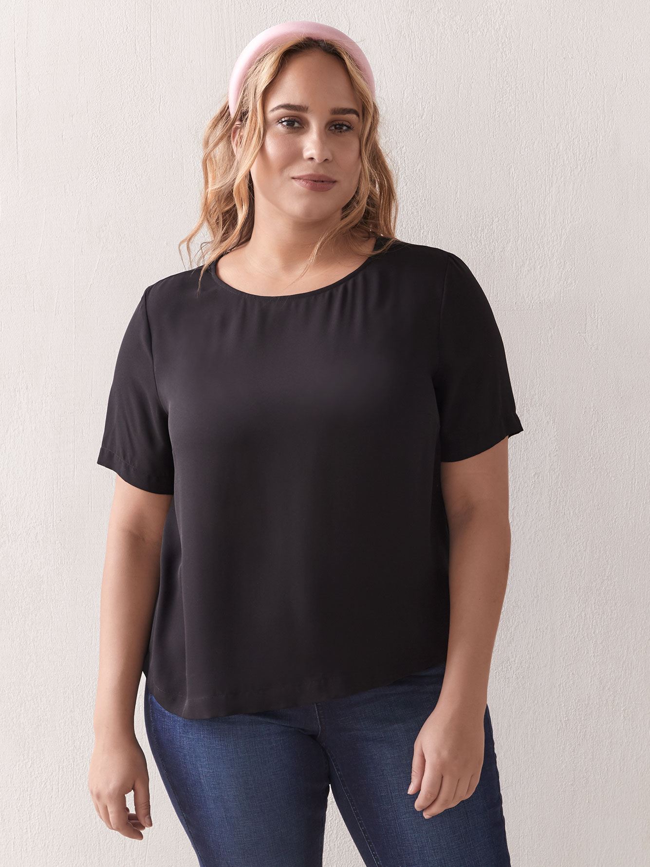 cotton elbow sleeve blouse
