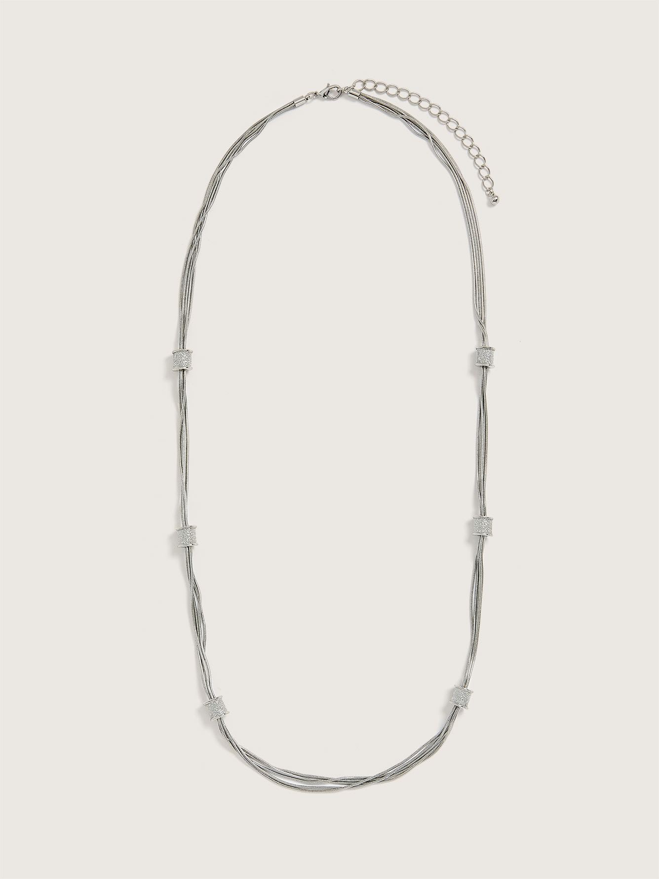 Long Snake Chains Necklace With Cylinder Barrels Penningtons