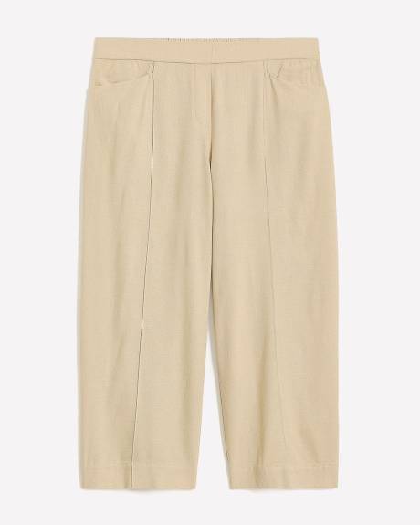 Pantalon court à jambe large en mélange de lin