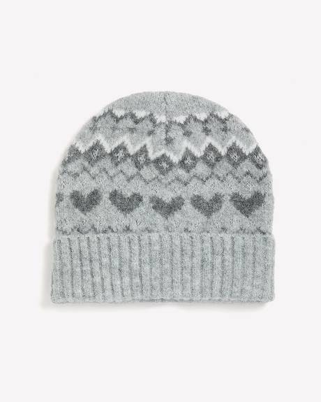 Bonnet à motif jacquard avec coeurs