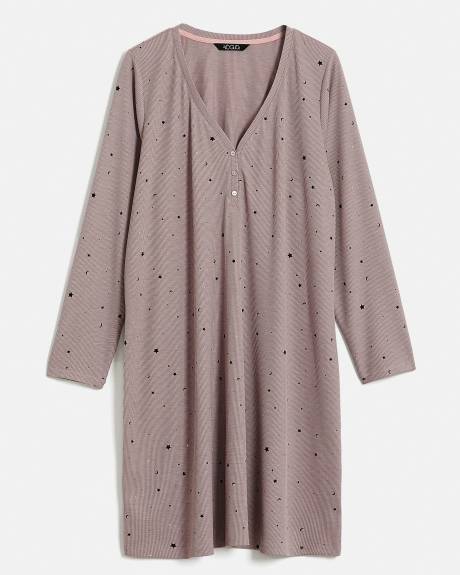 Petite, Waffle Knit Henley Sleepshirt - ti Voglio