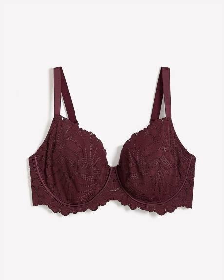 Underwire Burgundy Lace Balconette Bra - Déesse Collection