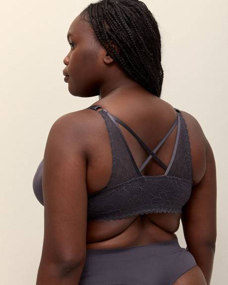 Front-Closure Plunge Bra with Lace Back - Déesse Collection