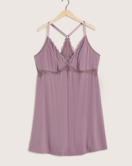 Stretch Jersey Nightgown with Lace Inserts - ti VOGLIO