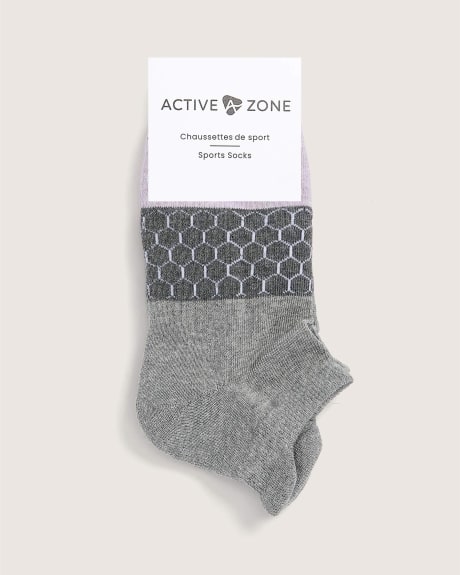 Chaussettes de sport courtes avec blocs de couleurs, grises - Active Zone