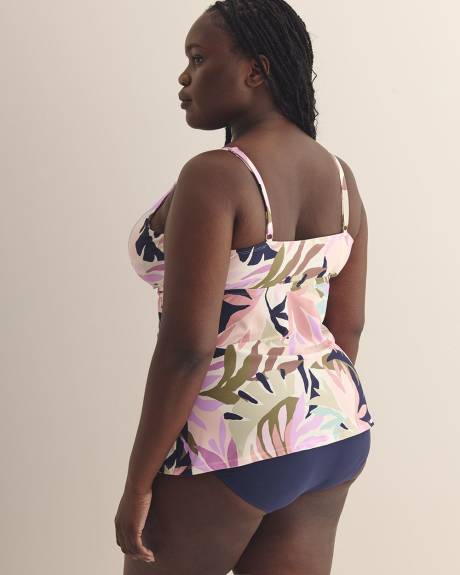 Leaf-Print Aeries Tankini Top - Raisins Curve