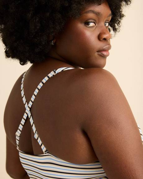 Tankini &agrave; encolue en V crois&eacute;e