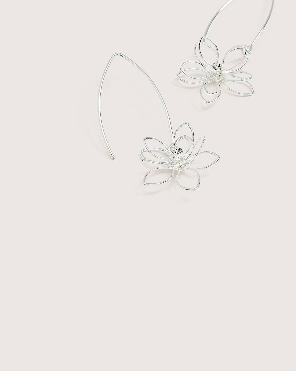 Boucles d'oreilles argentées à pendant floral - Addition Elle