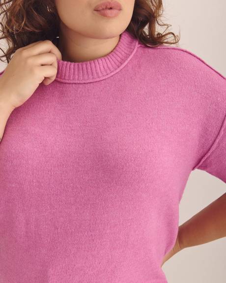 Pull décontracté à col rond et manches courtes
