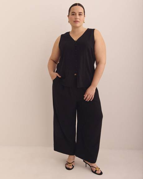 Pantalon écourté à jambe large avec cordon à la taille