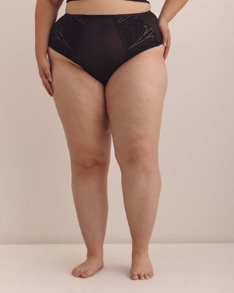Black Sexy Cheeky Brief with Embroidery - Déesse Collection