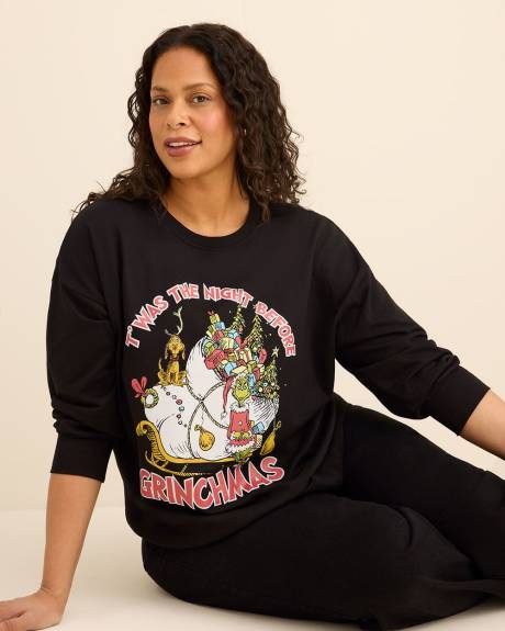 Pull noir à col rond avec imprimé du Grinch