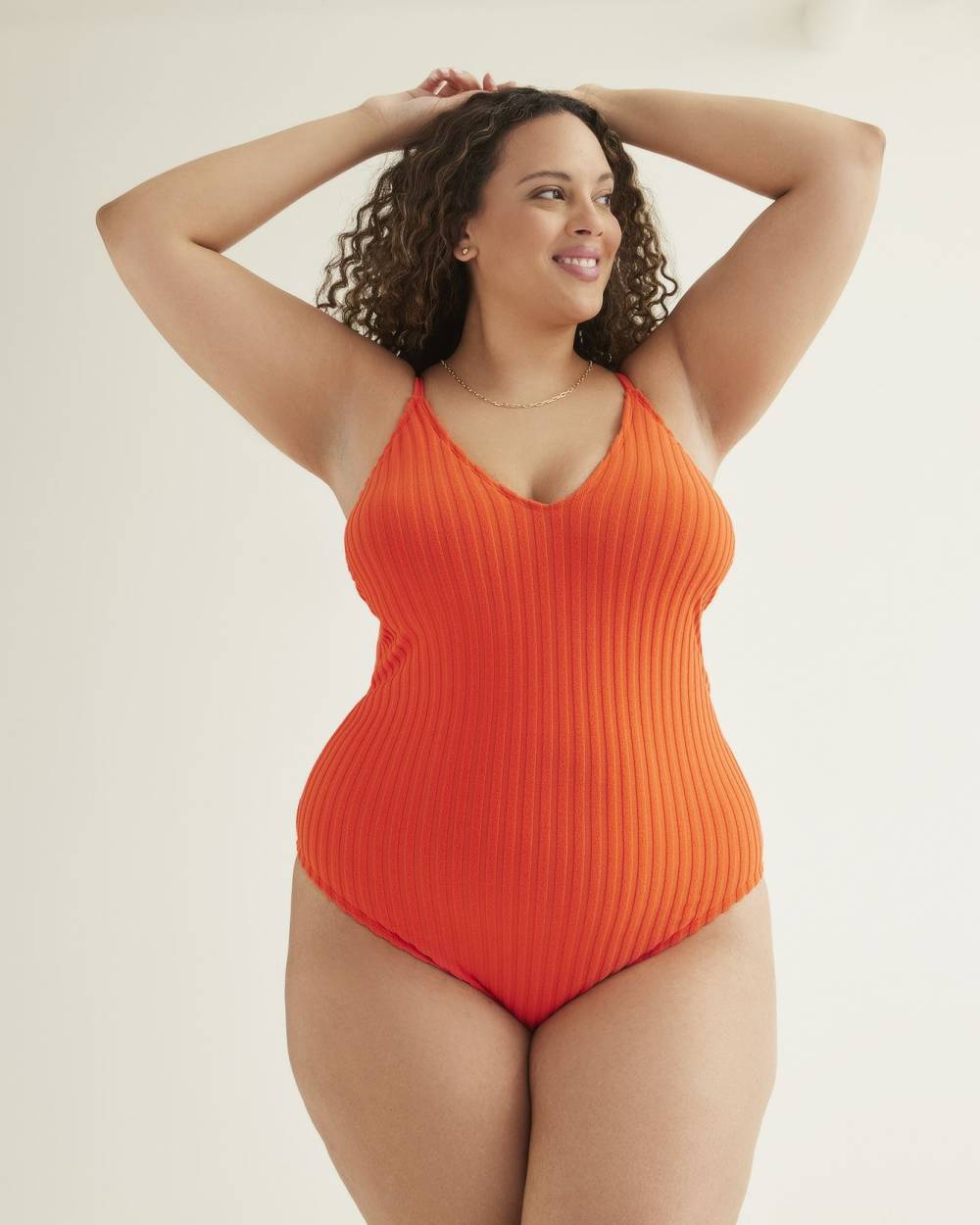 Orange one piece swimsuit plus size outlet