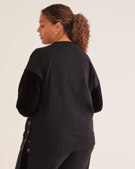 Velvet and French Terry Crewneck Top - Active Zone