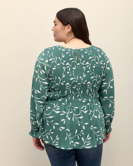 Blouse évasée avec smocks, tissu responsable