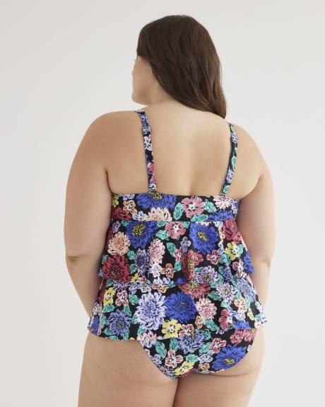 Printed Ruffled Tankini with Peekaboo