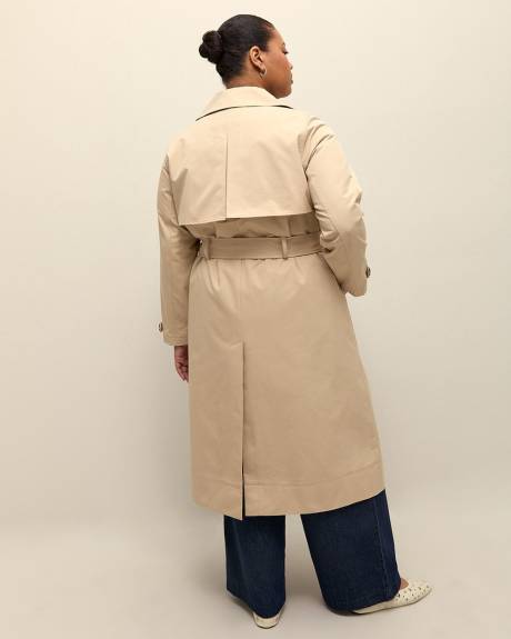 Beige Double-Breasted Trench Coat with Belt