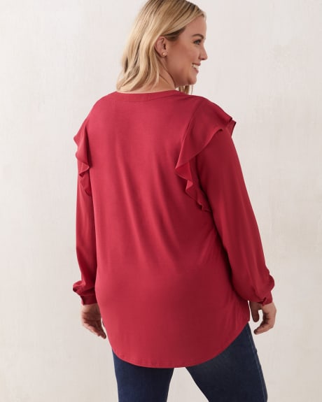 Mix Media Blouse With Ruffles - In Every Story