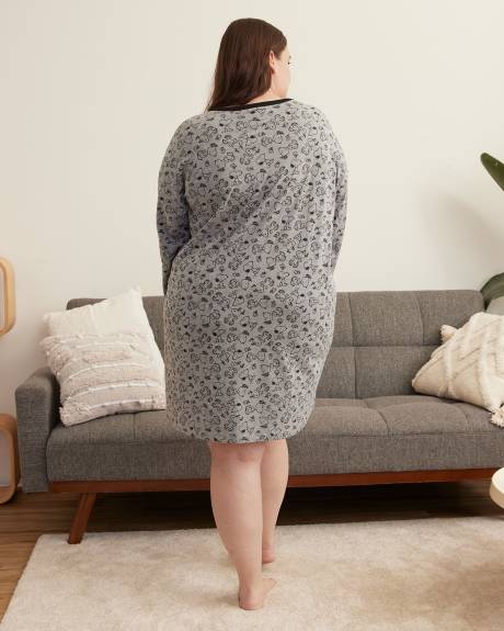Chemise de nuit de Snoopy avec manches longues et col Henley - ti Voglio