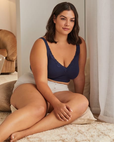 Wireless Cotton Bra With Scalloped Lace - tiVOGLIO