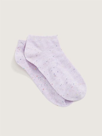 Speckled Yarn Ankle Socks, Purple