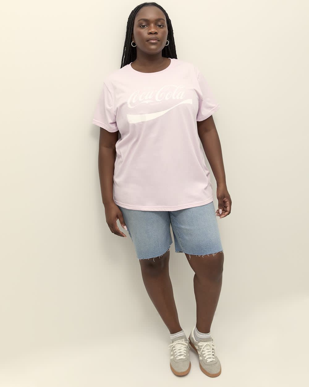 Purple Short-Sleeve Crewneck Tee with Coca-Cola Print