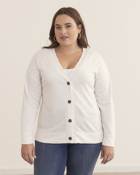 Cardigan en tricot uni à manches longues