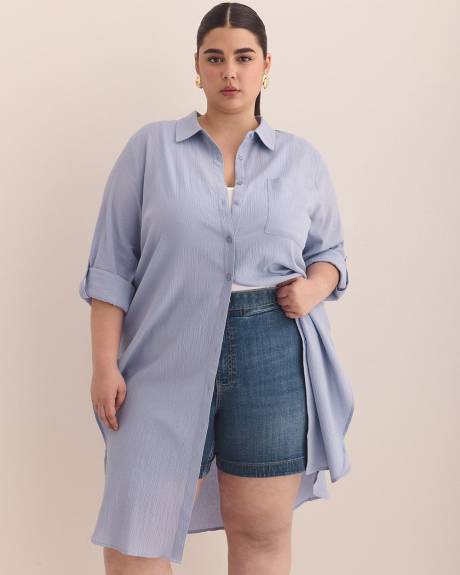 Cotton Buttoned Down Tunic Shirt
