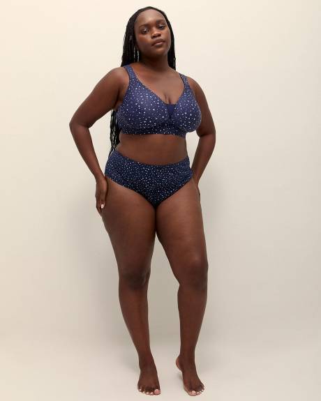 Culotte échancrée en coton bleu à motif de coeurs - ti Voglio