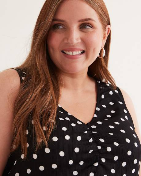 Dotted Sleeveless Asymetrical Maxi Dress