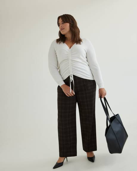 Shirred V-Neck Sweater