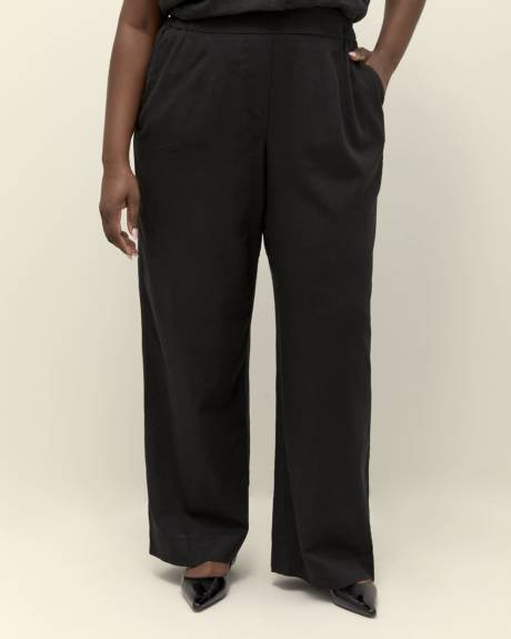 Linen Blend Wide Leg Pant